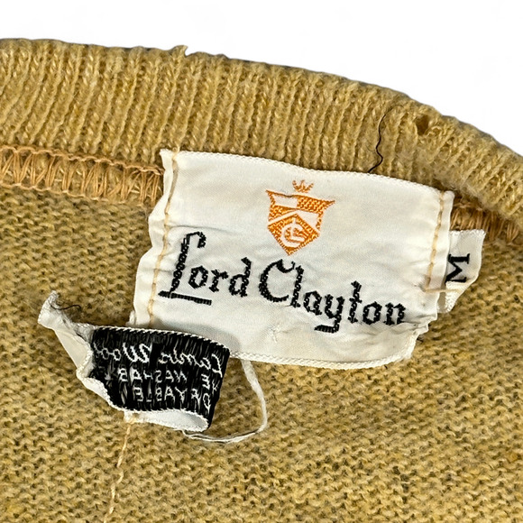 Vintage Lord Clayton Sweater Vest Adult SMALL Brown Lambswool Knit Preppy 70s - Picture 5 of 9